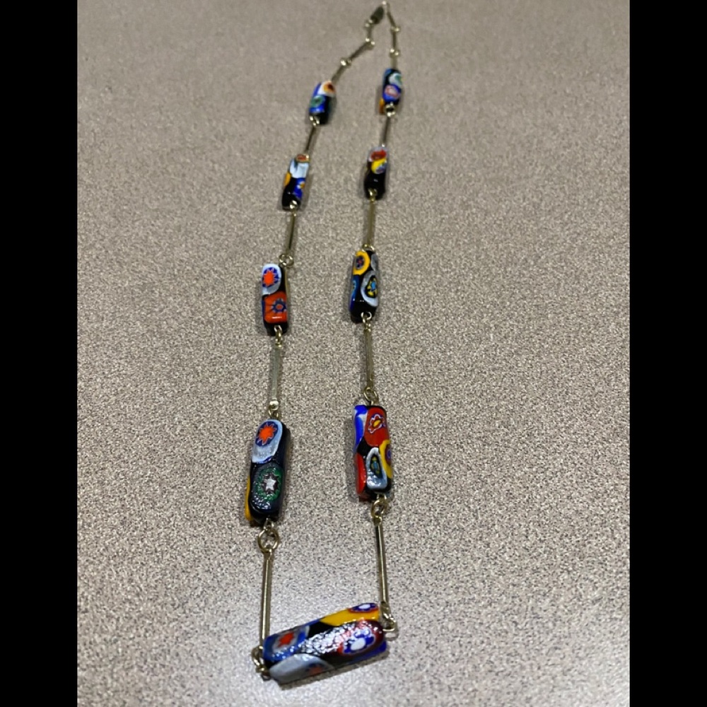 24” Artisan beaded gold necklace